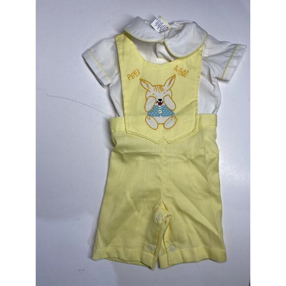Unbranded Other - Adorable Vintage Peek a Boo Baby Outfit Overalls and Shirt Easter Pictures 0-3 m